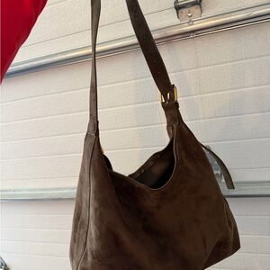 Brown Suede Shoulder Bag - Women